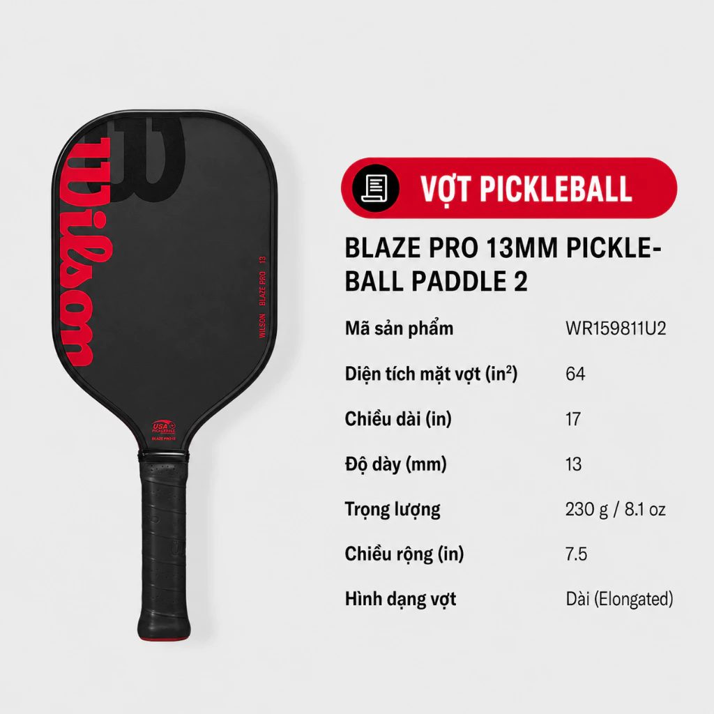 thông số Vợt Pickleball Wilson Blaze Pro 13mm