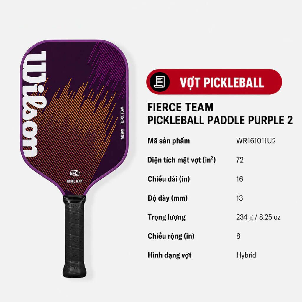 thông số Vợt Pickleball Wilson Fierce Team