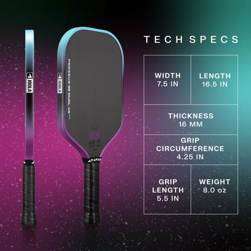 thông tin vợt Pickleball Joola Perseus 3S Dual ngang